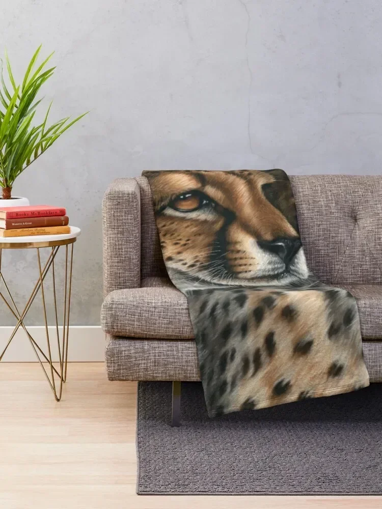 Wildlife Artwork of Two Cheetahs Throw Blanket Hairy Sofas Bed covers Plaid on the sofa Blankets