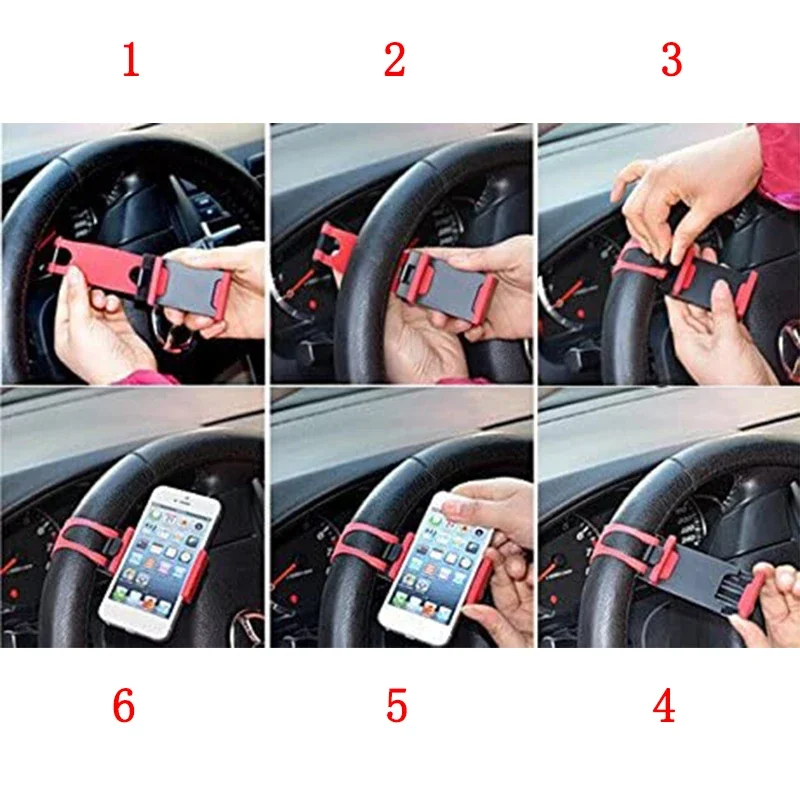 Car Steering Wheel Phone Holder Universal Buckle Stand Bracket Support IPhone Xiaomi GPS Auto Interior Decoration Accessories