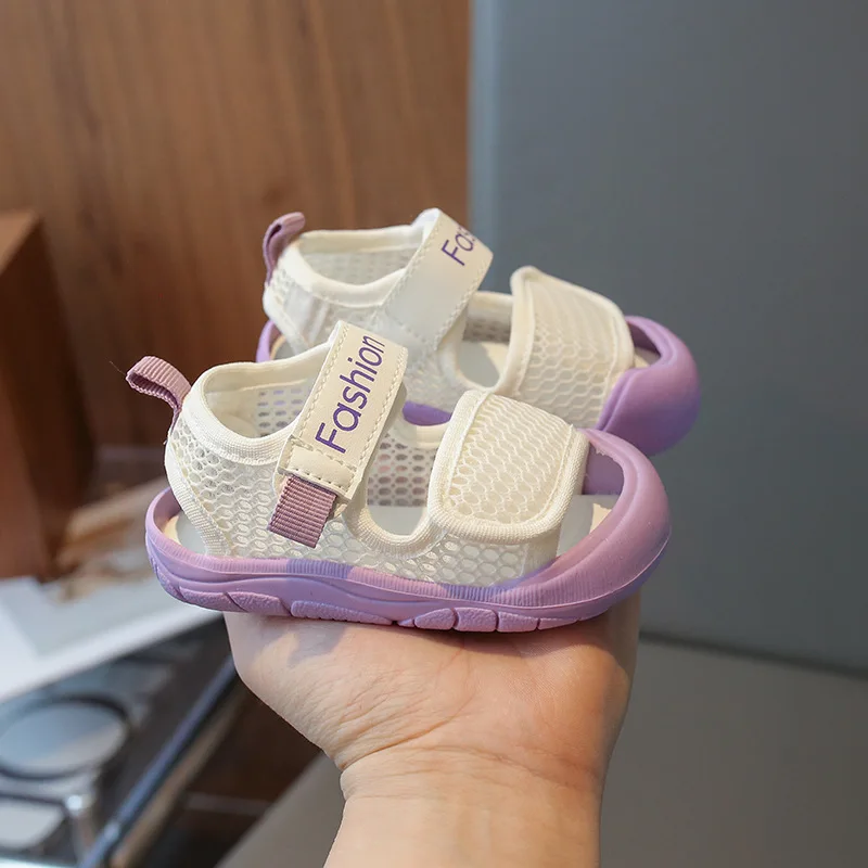 Baby Sandals Summer Infant Shoes Toddler Sandals Soft Breathable Newborn First Walkers Baby Boy Girl Sandals Beige, Blue, Purple