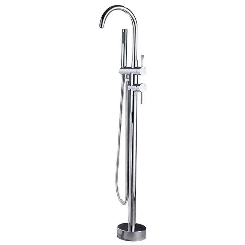 

Bathroom household hot and cold water mix with shower integrated bathtub faucet, floor-to-ceiling cylinder