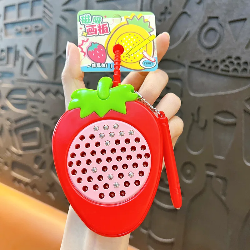 Leuke simulatie fruit stress magnetische tekentafel sleutelhanger hanger schattige aardbei ananas tekentafel feestcadeau