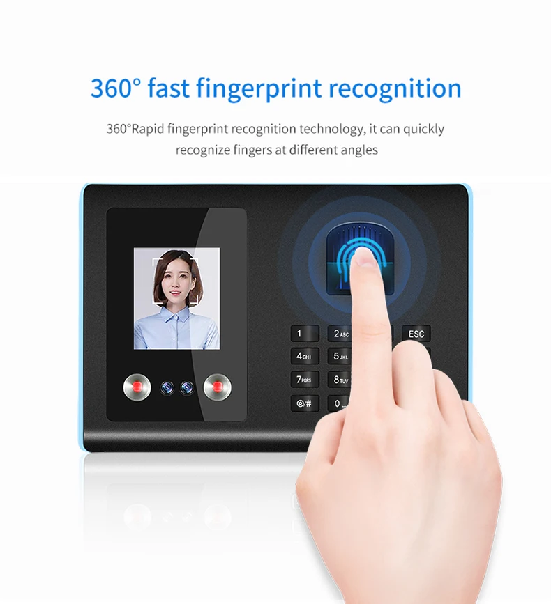 Biometric With 2.8inch TFT Screen Face Fingerprint Password Device Time Recording Attendance Machine Model Facial Recognition