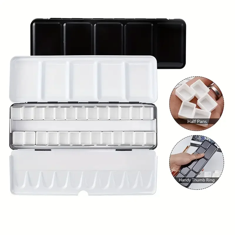 

Watercolor Palette, Metal Watercolor Tin with 26pcs Half Pans Paint Case with Lid Paint Box for Travel Gouache Oil Paintin