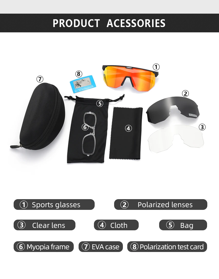 B BLIZ Hero Polarisierte Fahrrad-Sonnenbrille, winddichte Mountainbike-Brille für Männer und Frauen, Radfahren, Wandern, Laufen, Brille mit 3 Gläsern – Detail 7
