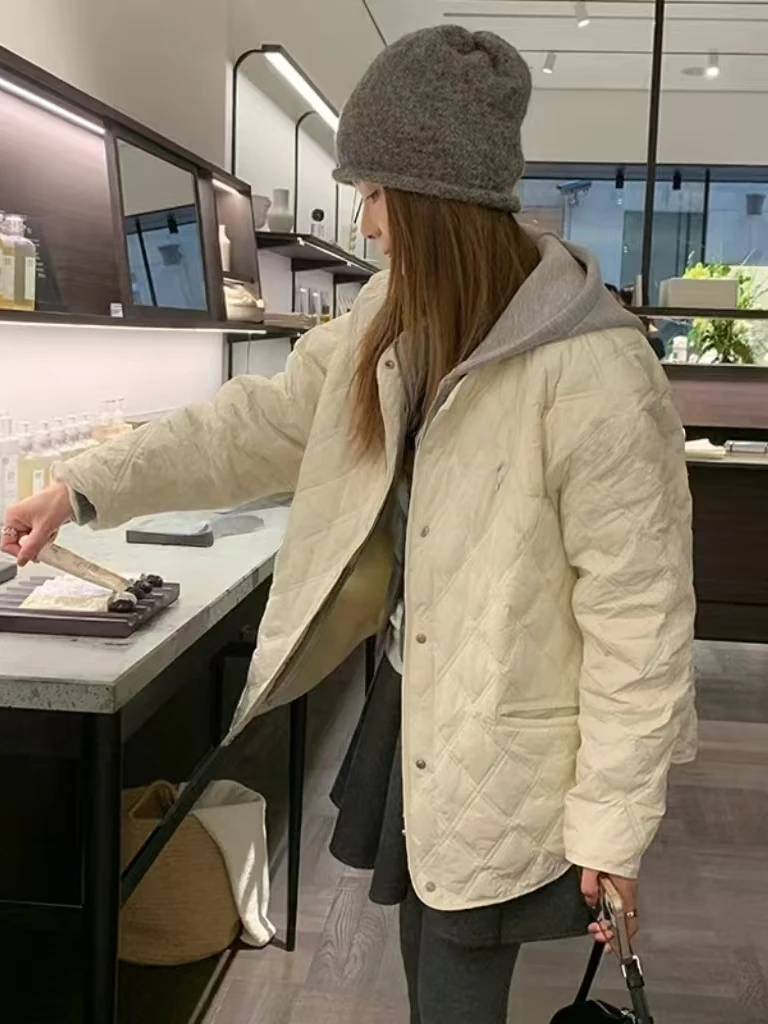 

Korean Sle Lightweight Cotton Jaet Women's Loose Fitting Warmth Removeable Two-Piece Set Anti-Aging Winter Coat