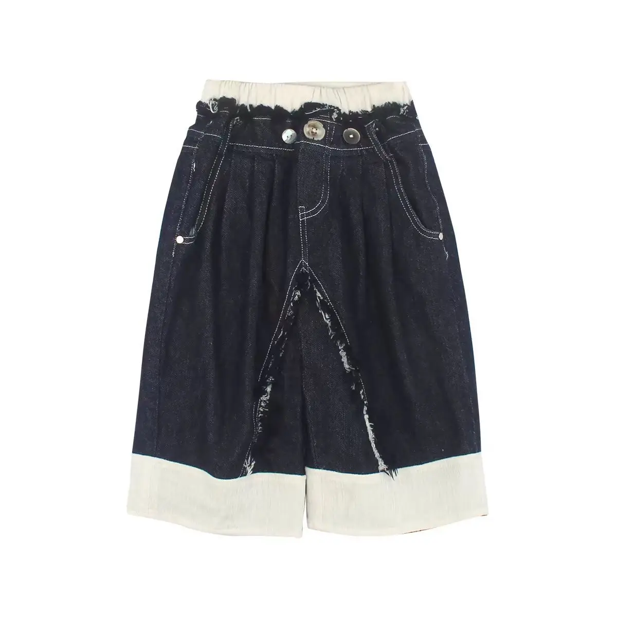 

Children's Clothing and Girls Jeans 2025 Spring and Autumn New Boys' Korean Contrasting Colors Flanged Feet Loose Wide-leg Pants