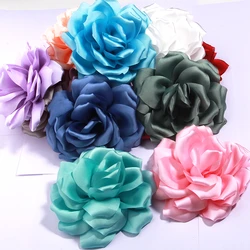 10PCS 14cm Vintage Artificial Flower Accessory For dress Apparel DIY Rosette Fabric Silk Organza Lace Satin Flowers Girl Kid