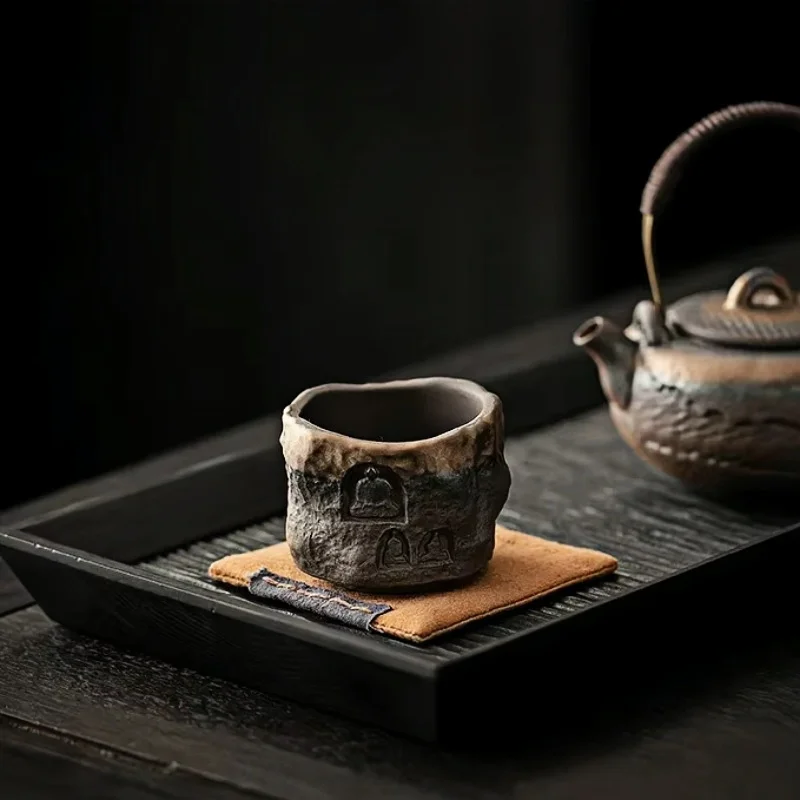 Retro Gold-plated Iron Glaze Dunhuang Cup Tea Cup Master Cup Ancient Early-fired Handmade Ceramics Tea Cup Kung Fu Tea