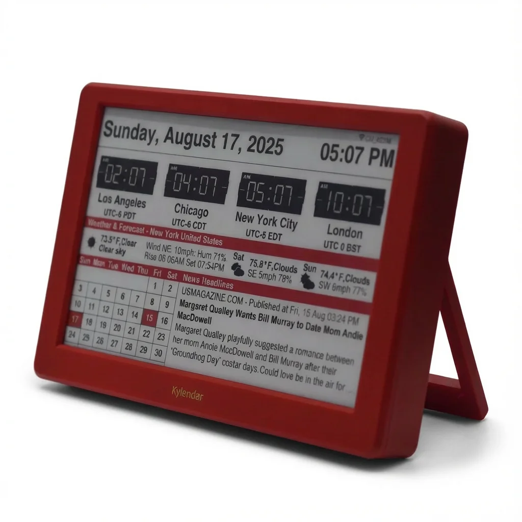 Intelevia 7-inch Eye-Caring E-Paper Smart Calendar Auto Holiday Reminder Real-Time Weather News Wi-Fi Sync World Clock Global
