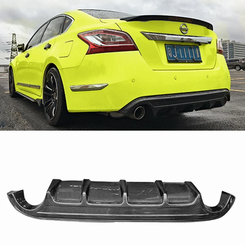 Good Fitment Carbon Fiber Weave P Style Back Lip Rear Bumper Spoiler Diffuser For nissan Teana Altima 2013-2015 Car Styling