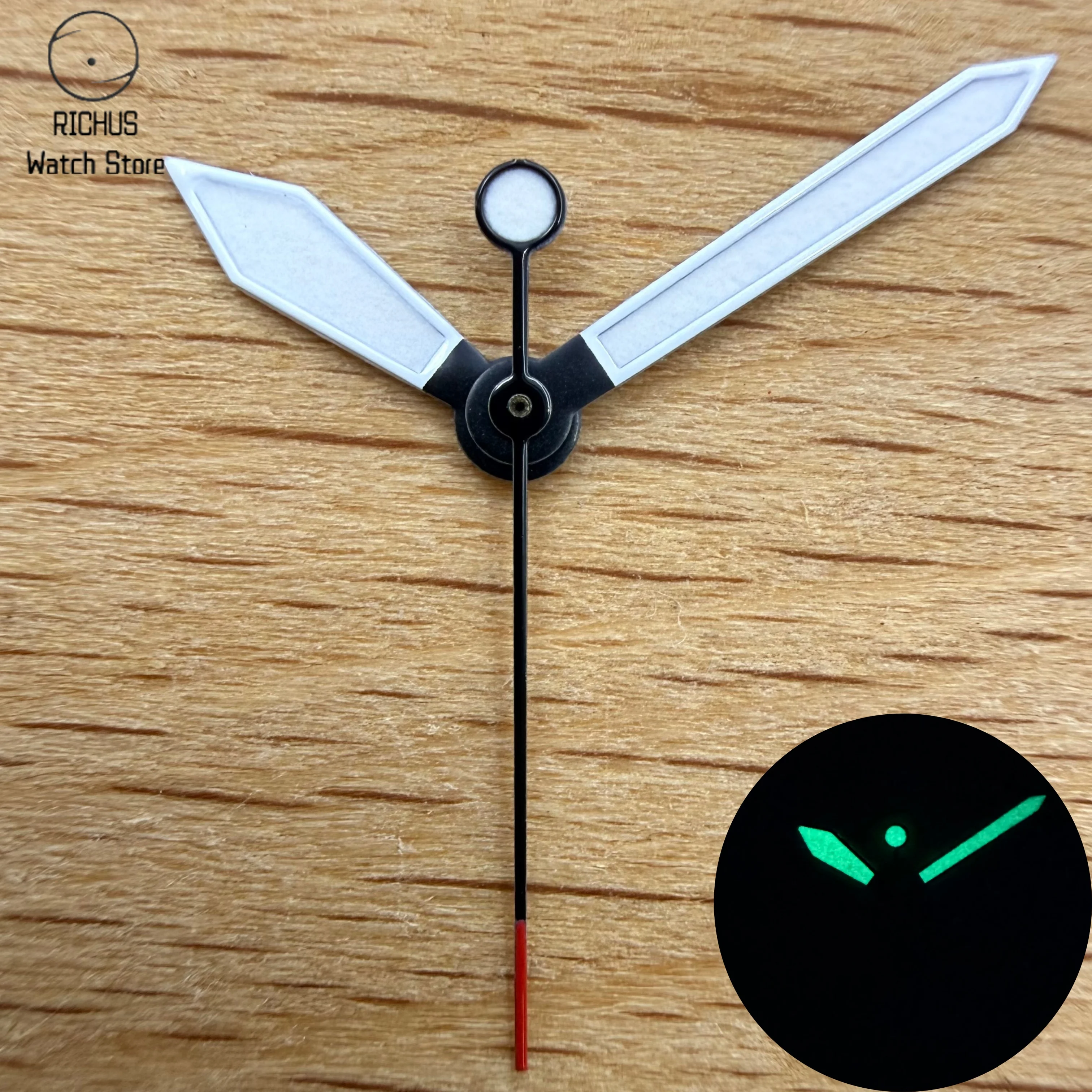 NH35 Watch Hands Set Green Luminous Red Tip Second Hand Fit NH35 NH36 ETA2824 2836 PT5000 Miyota 8205 8215 821A Movement Parts