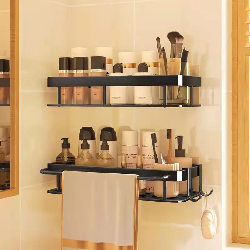 Bathroom Shelves Bathroom Accessories Organizers Wall-mounted Storage Brackets Metal Shelves Without Punching Holes Shelves