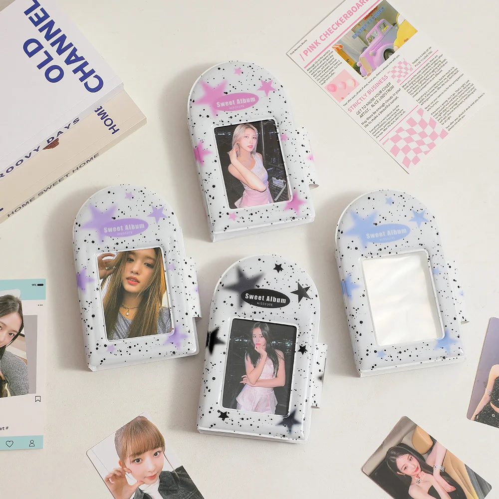 New popular Korean square hollow button photo album girl three-inch star small card storage book student Polaroid card book