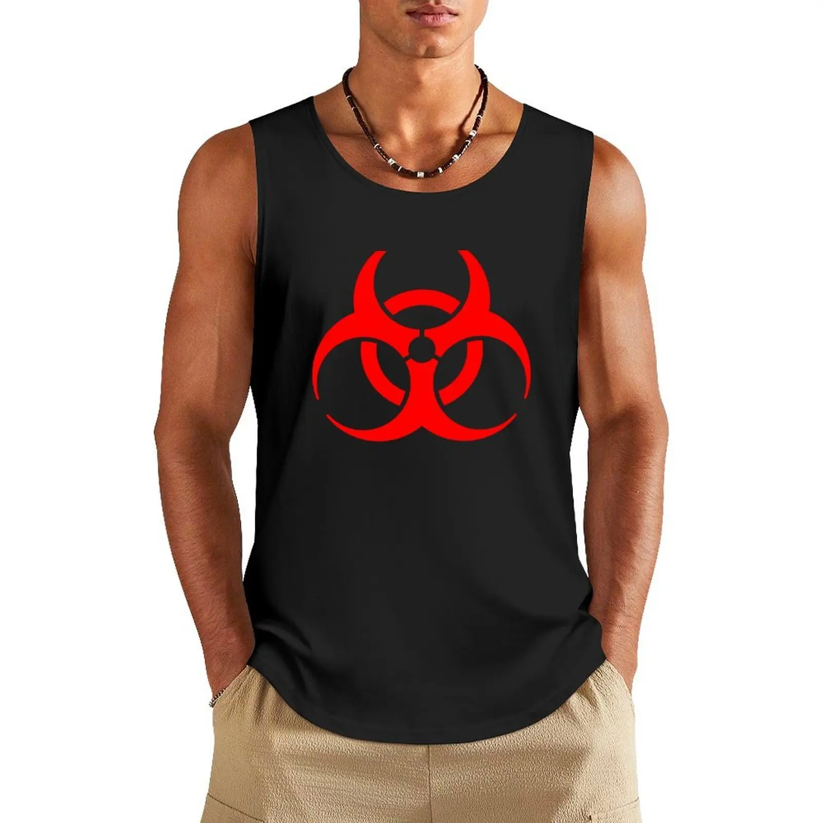 

Biohazard Quarantine Symbol Logo Tank Top Gym man men clothing sleeveless gym shirt man fitness Working vest