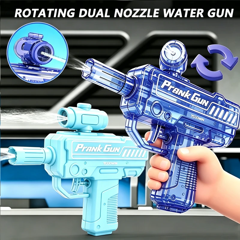 

360° Rotatable Double Nozzle Prank Water Gun Mini Tactical Squirt Gun Summer Outdoor Pool Beach Water Fight Toy for Kids Adults