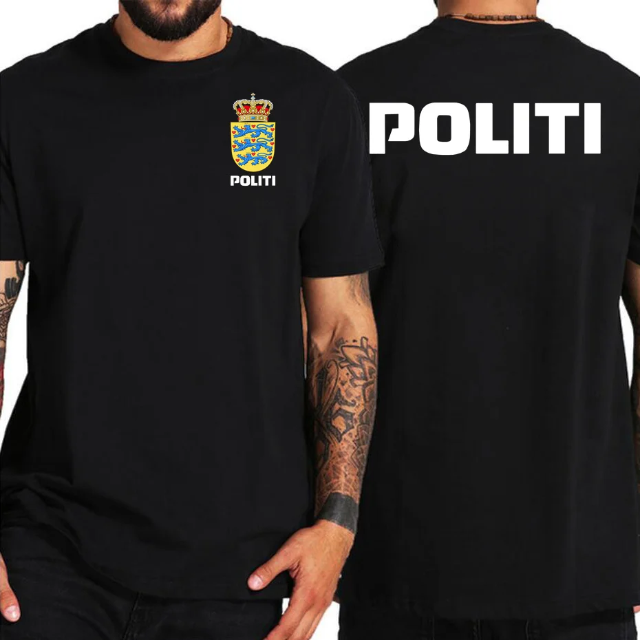 Venta caliente hombres camiseta moda Dansk danes Dinamarca Politi policia-Custom T-Shirt negro camiseta del verano T Shirt Men