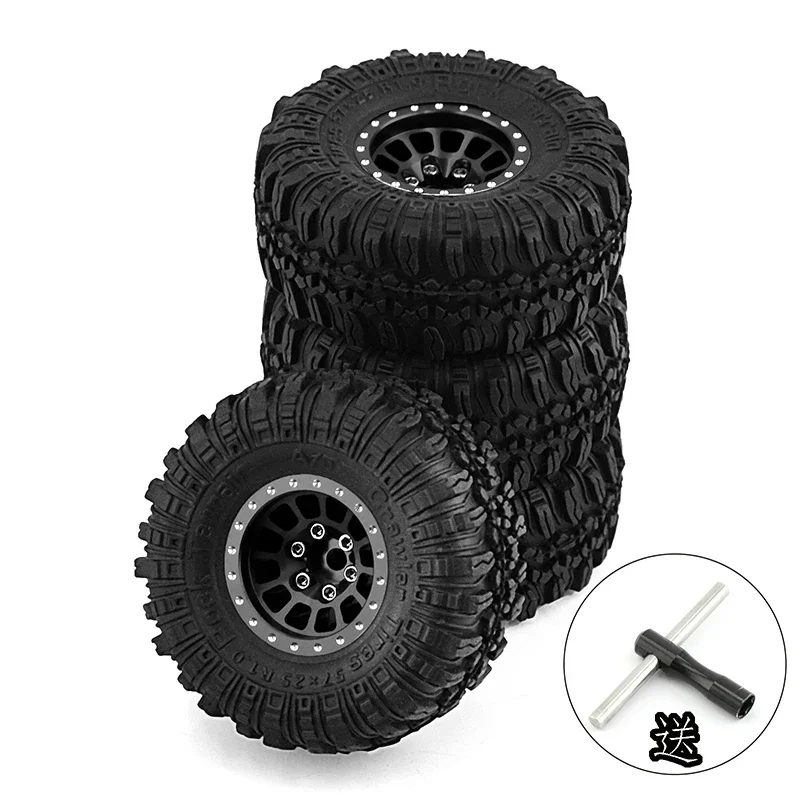 Trx 4M 4 Stuks Metalen 1 Inch Wielen Met Banden Upgrade Naaf Band Set Voor 1/18 Rc Crawler Auto Traxxas TRX4-M Verdediger Bronco Scx24 Fms