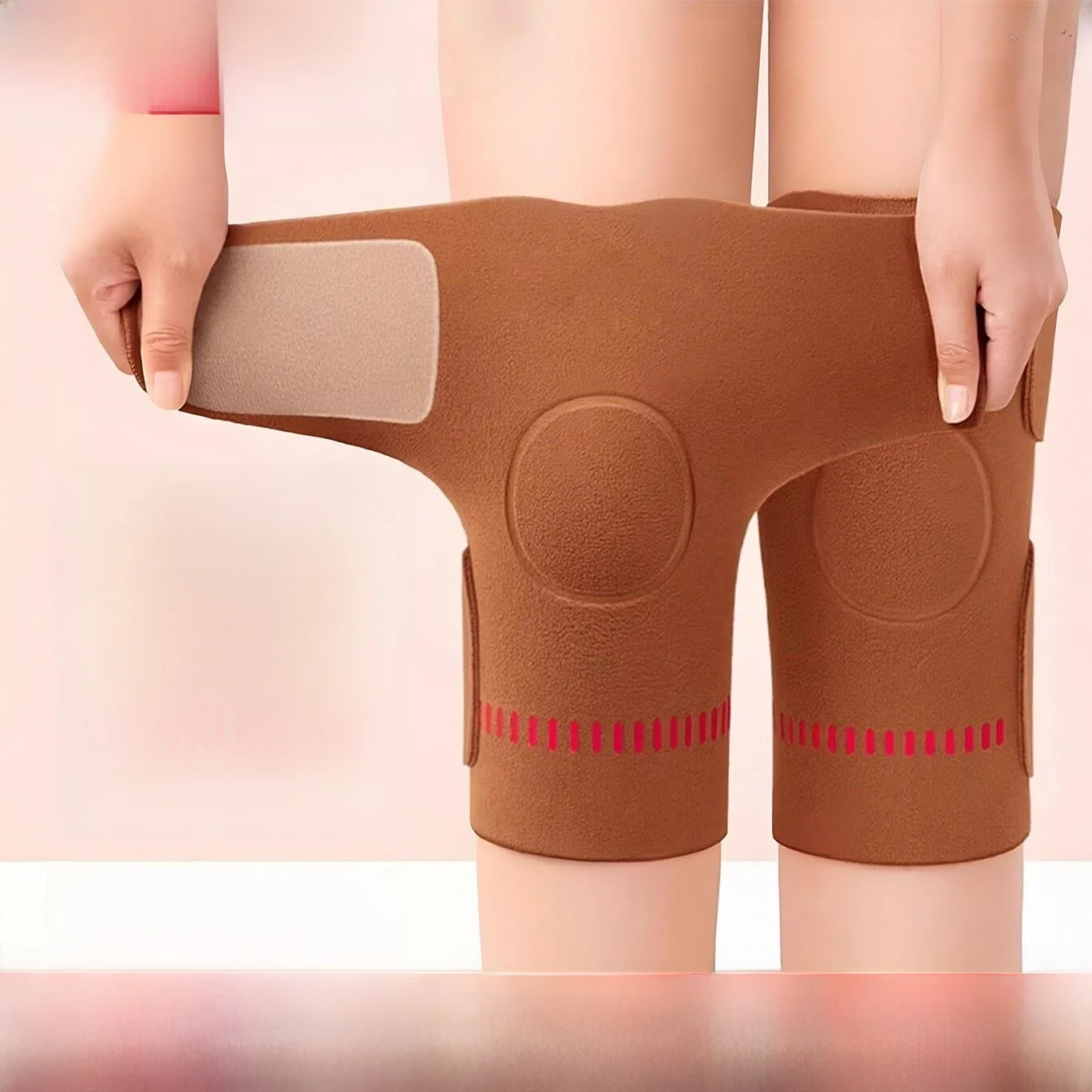 両面フリース膝パッド-男女兼用-滑り止め-保温-高齢者向け-特殊冬用-熱生成-滑り止め加工