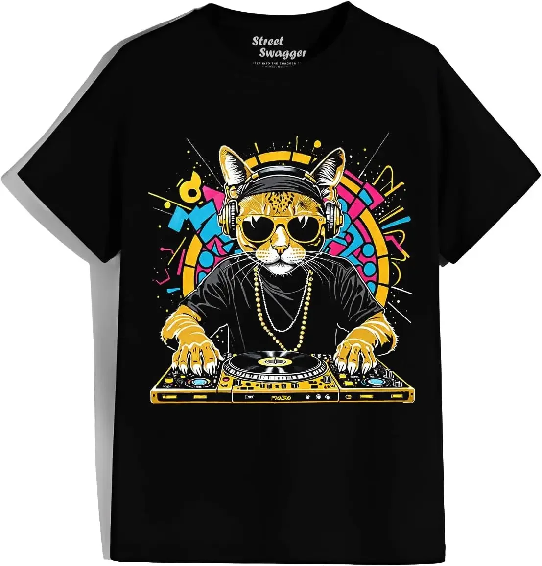 Pawsome Mixmaster Meow EDM Cat Dj Dj Cat in Sunglasses House Cat T Shirt Tees High Quality 100%Cotton Short Sleeve