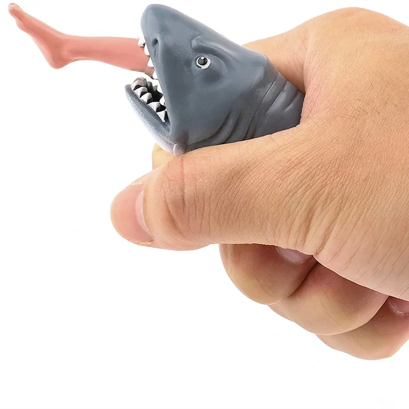 2 pièces homme mangeant requin presser jouets amusants terrifiant Animal malheureux humoristique facile soulagement du Stress Anti-stress jouets pincer