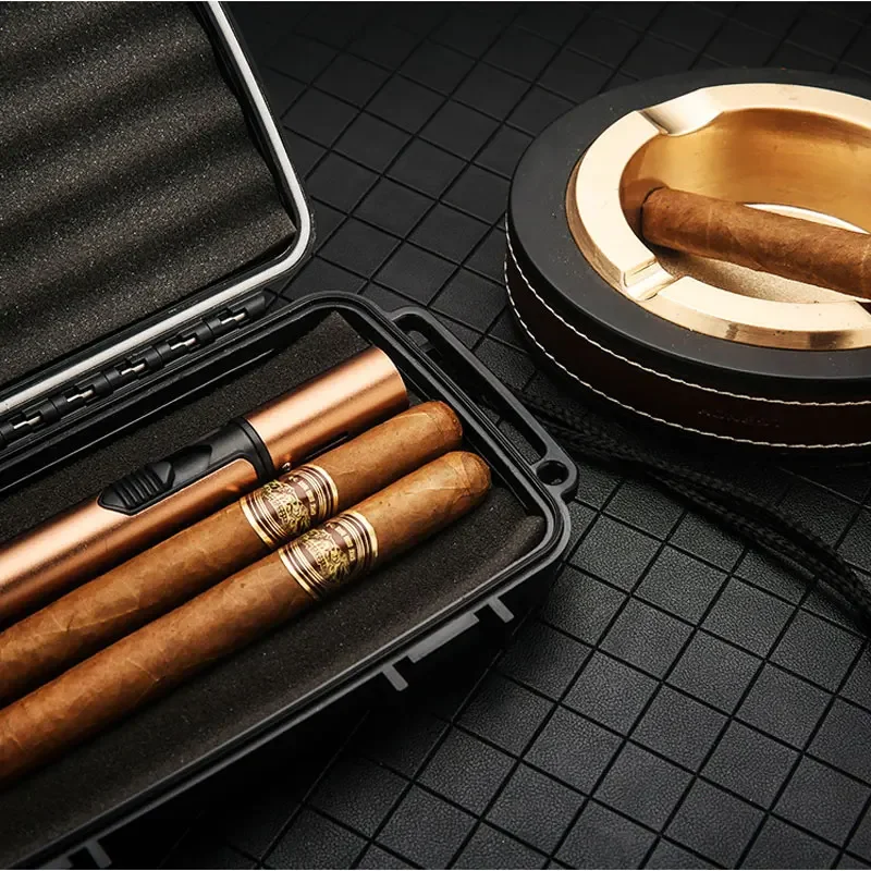 Cigar Humidor Case Plastic Travel Portable ABS Waterproof Moisture-proof 5/10 Cigar Humidor Humidifier Smoking Accessories