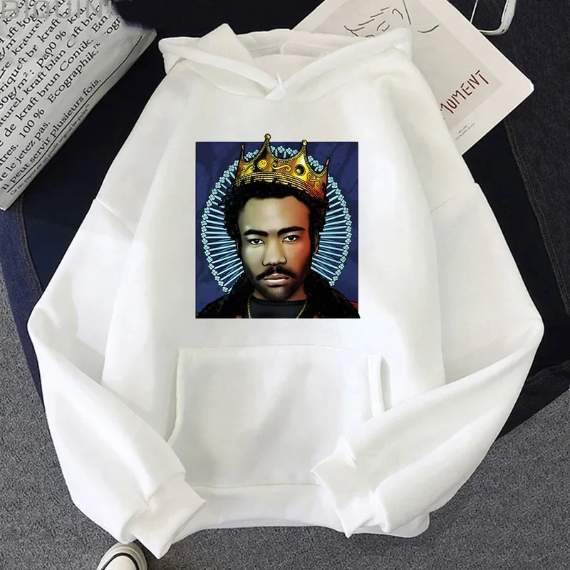 Rap singer Childish Gambino print hoodies solid color retro unisex autumn winter coat Harajuku crew neck long sleeve sweatshirt