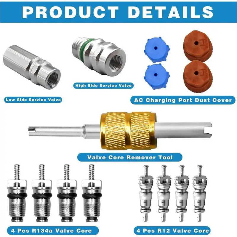 WHYY-Air Conditioning Valve Core Replacement Kit 1 Set, R12 To For R134a Conversion For R134A Refrigeration Systems Maintenance