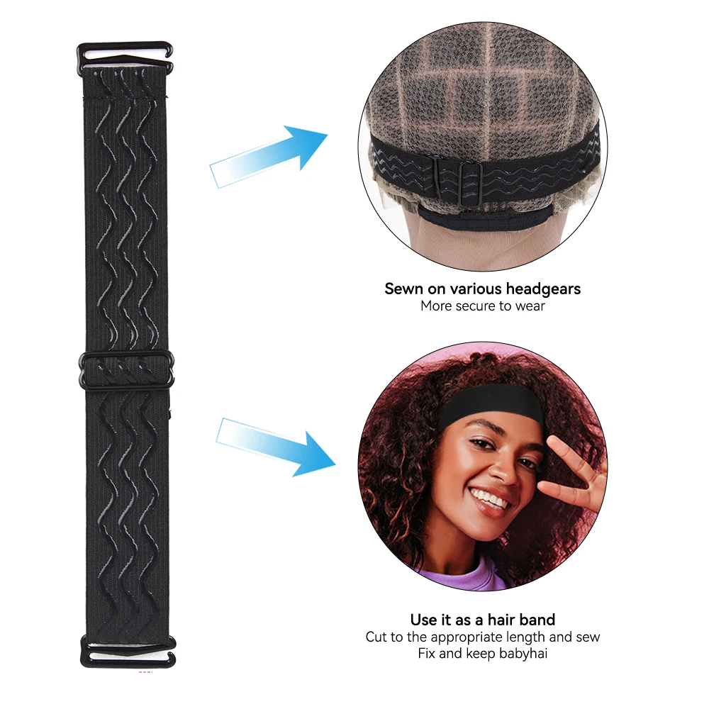 

Custom Adjustable Waterproof Eco-friendly Nylon Coated Anti Slip Elastic Band Wave Silicone Wig Elastic Webbing for Wigs Keep