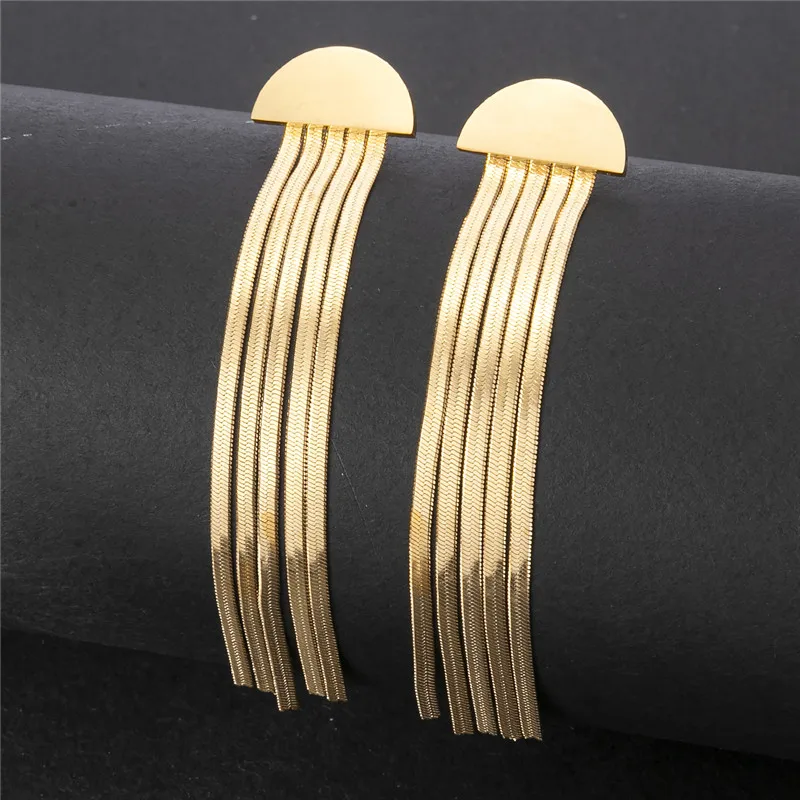 Stainless Steel Earring Fashion Geometric Long Tassel Chain Drop Earrings for Women Minimalism Dangle Earings Kpop Jewelry 2024