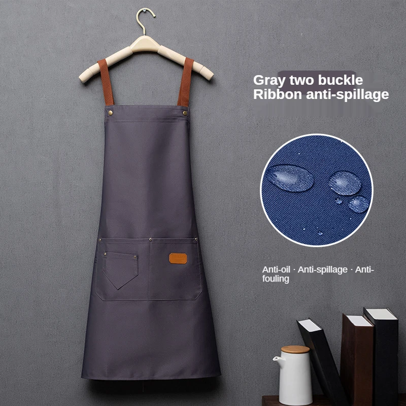 Angepasst Stickerei Druck Logo Unterschrift Wasserdichte Küche Schürzen Hause Chef Backen Kleidung Mit Taschen Erwachsene Lätzchen Taille Tasche