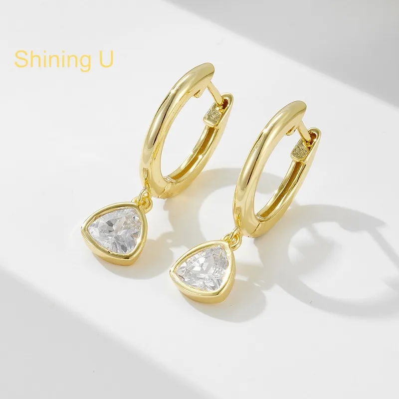 

Shining U 925 Sterling Silver Triangle Drop Earrings for Women Fine Jewelry Birthday Gift