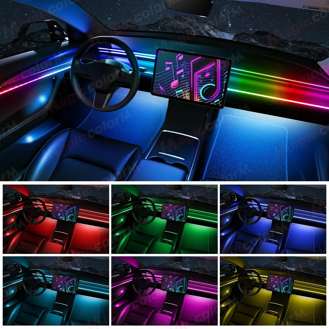 

Car Interior LED Ambient Light Strip 5M Fiber Optic Atmosphere Nelon Lighting Kit Auto Decorative Lamp