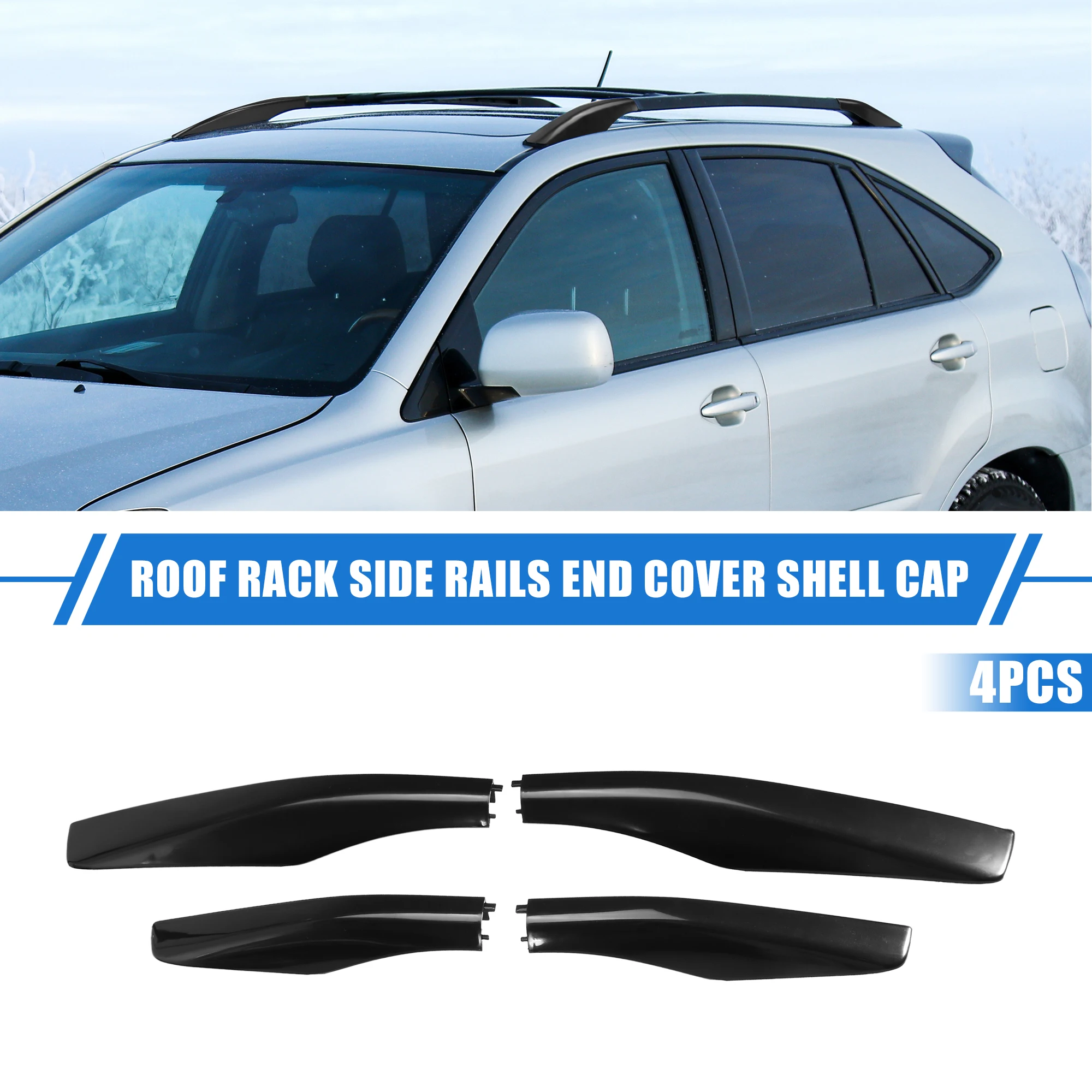 UXCELL 4pcs Car Roof Rack Side Rails End Cover Cap fit for Lexus RX350 RX400h RX330 2003-2009 Cargo Rack Legs Protection