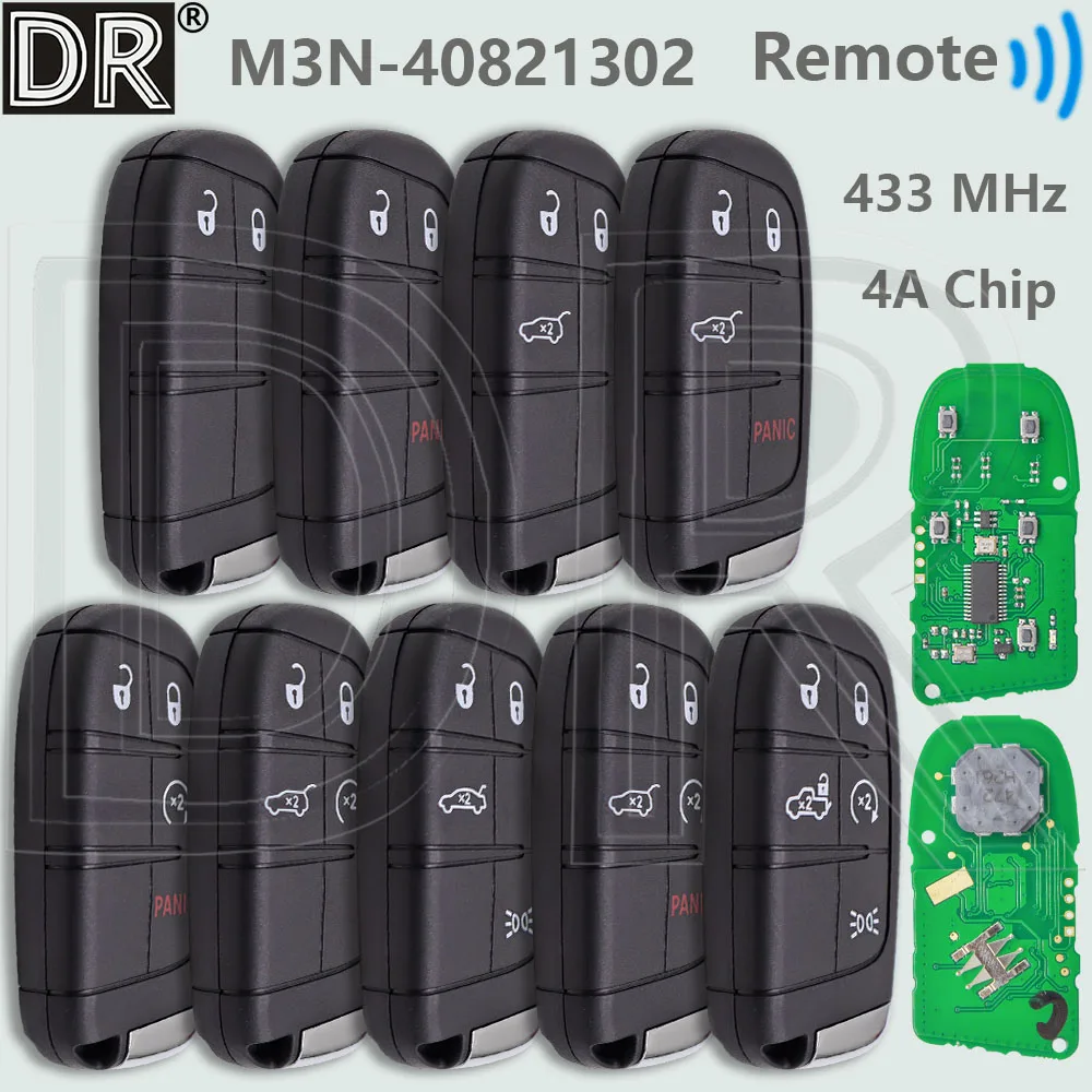 

DR SIP22 Blade 4A Chip 433MHz Keyless Car Remote Key M3N40821302 68250335AB For Jeep Renegade Compass Dodge Fiat 500 500L 500X