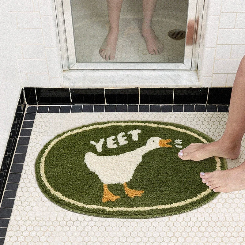 Alfombra de pato para el baño, tapete suave y divertido para el área de la bañera y la cocina, felpudo elegante para la decoración de la habitación