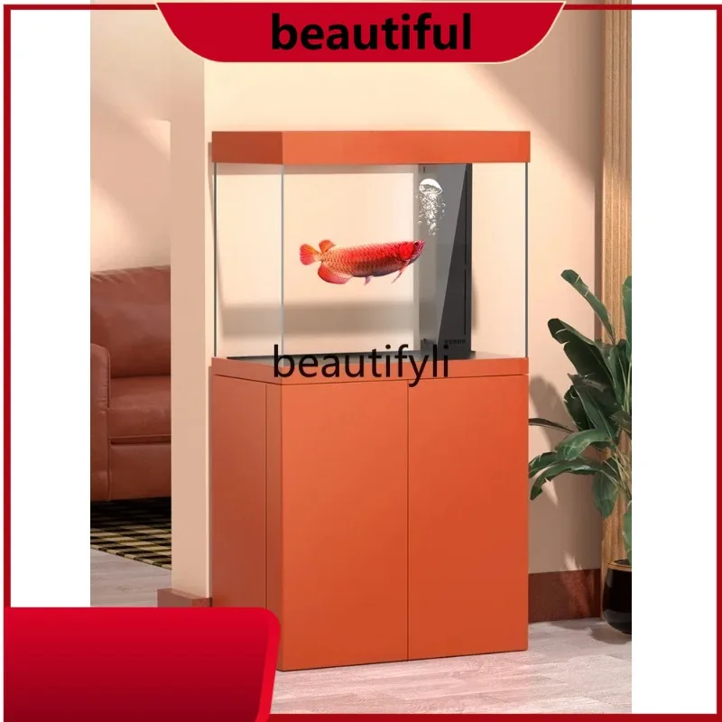 

Living room ultra-white glass fish tank medium and large aquarium office bottom filter square inch arowana tank H