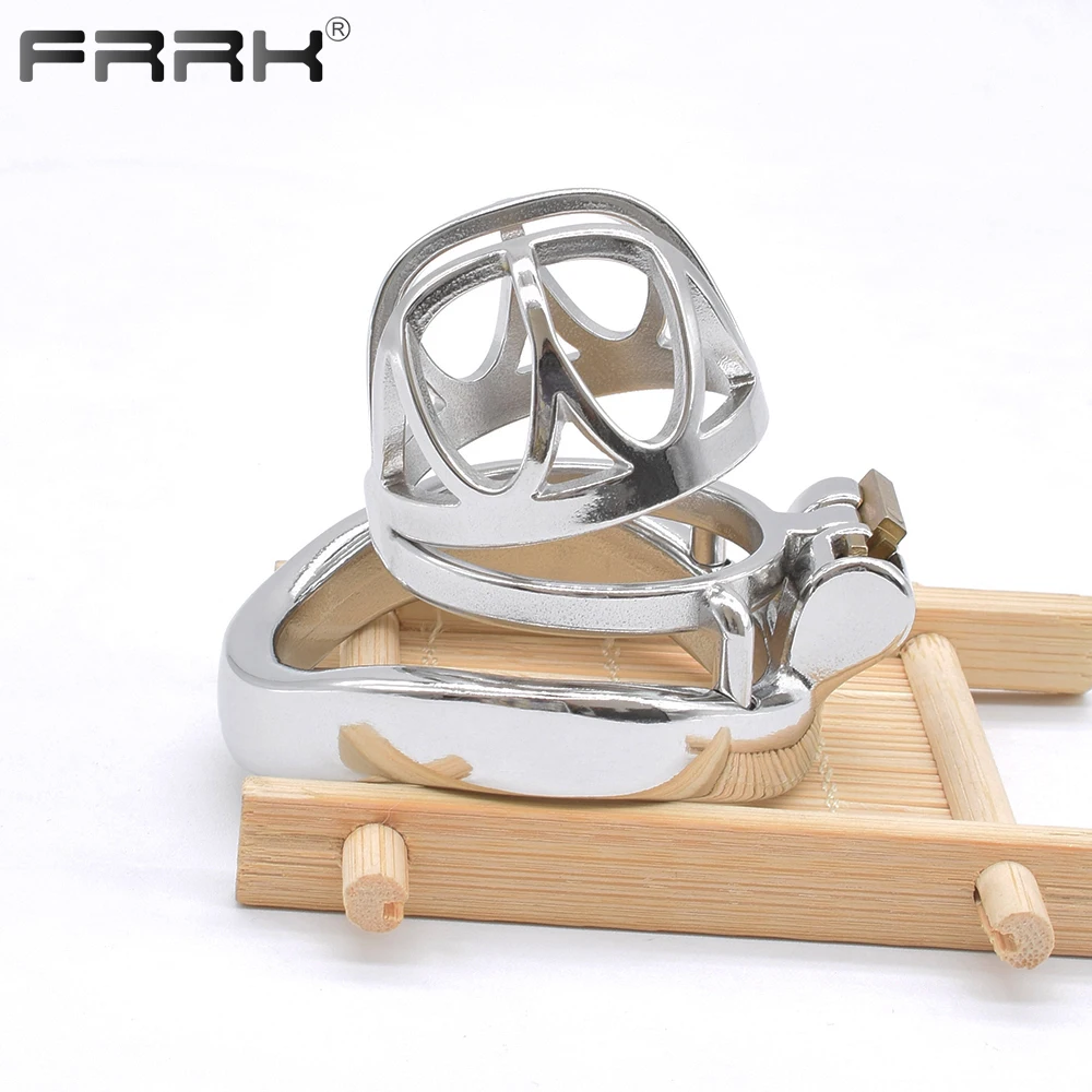 FRRK Male Chastity Belt Sexhop Open Design Breathable Metal Penis Cage Steel Dick Lock BDSM Toys Sex Shop Cock Ball Strap