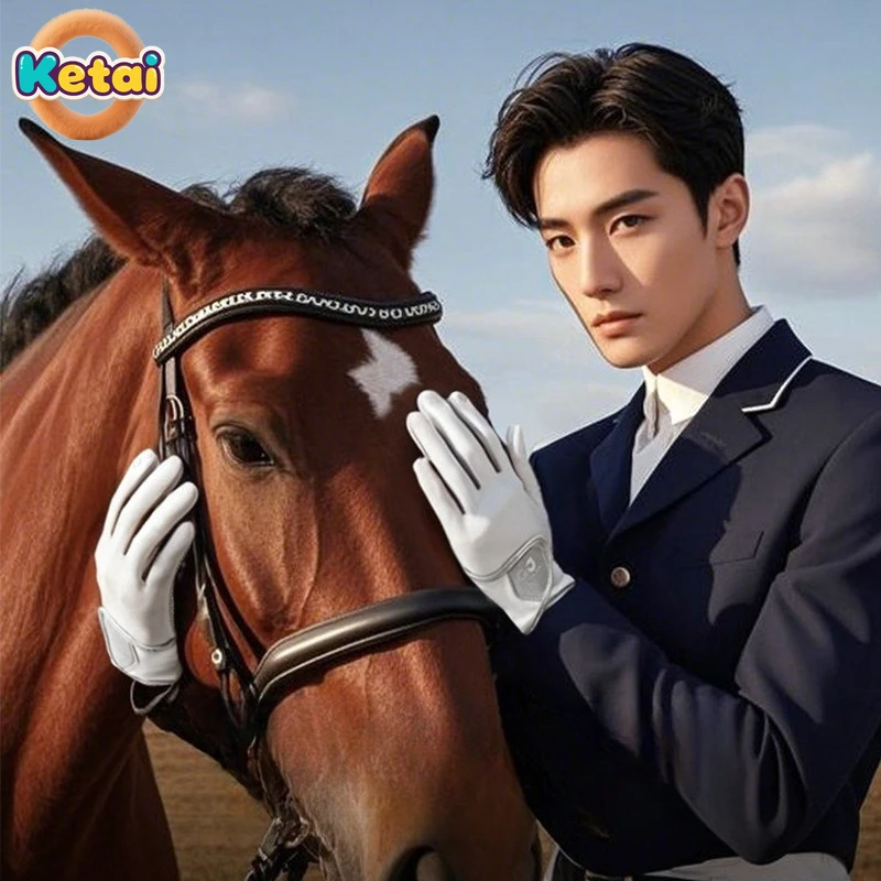 قفازات الفروسية، معدات التدريب على ركوب الخيل في الهواء الطلق، واقي من الشمس، مقاومة للاهتراء، مضادة للانزلاق، قفازات جميع الأصابع التي تعمل باللمس