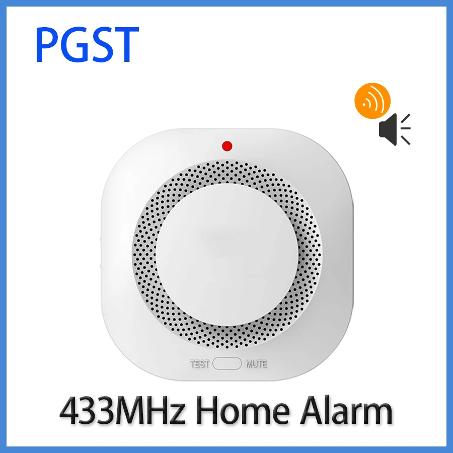 PGST Smart Standalone Wireless Smoke Detector,Fire Protection,Home Security Alarm,Sound Light Alarm,Battery Powered,for home,etc