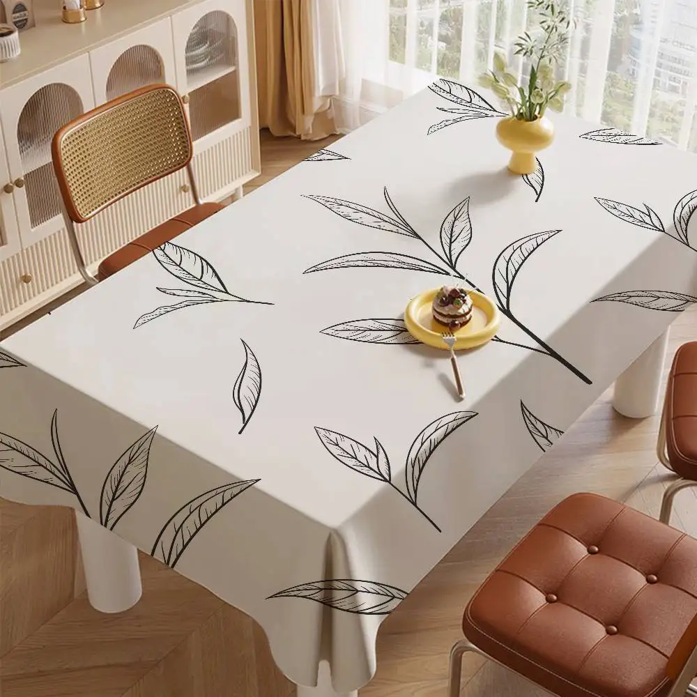 Tischdecke mit Pflanzenblatt-Aufdruck (grün) – wasserdicht für Tee-/Couchtische, Wände, Herdregale und Heimdekoration