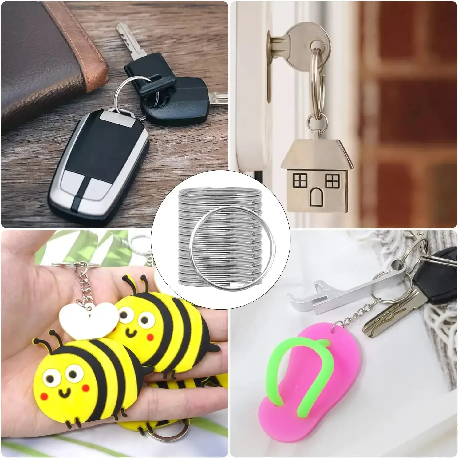 10-50pcs/lot Steel Keyring Blank Circle for DIY Keychain Jewelry Making Key Holder Split Key Ring Connector Wholesale 25/30mm