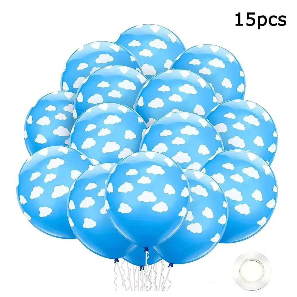 15pcs 12inch Blue White Cloud Balloon Birthday Party Wedding Decoration Theme Party Decoration Baby Shower Supplies Air Globos