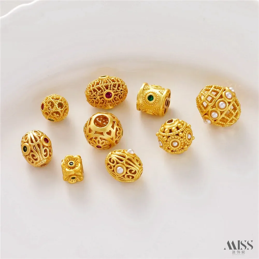 

18-каратное матовое золото, овальная необычная выдолбленная алмазная бусина, разделительная бусина, свободная бусина, браслет «сделай сам», ожерелье, аксессуары на веревке