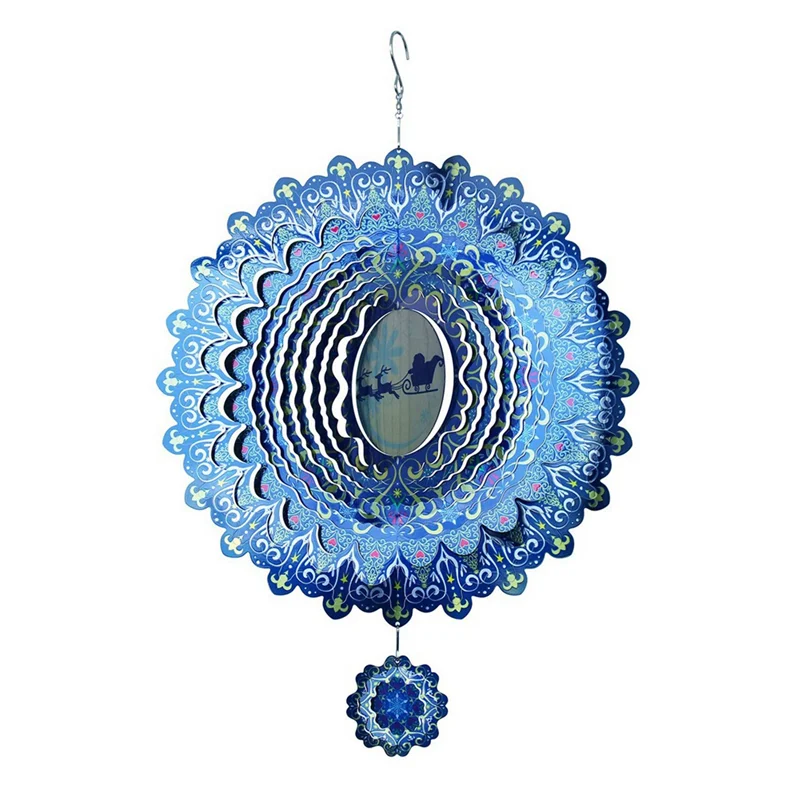 3D Wind Spinner Spiral for Yard Garden Decor Rotating Hanging Wind Chimes Home Outdoor Decoration Christmas