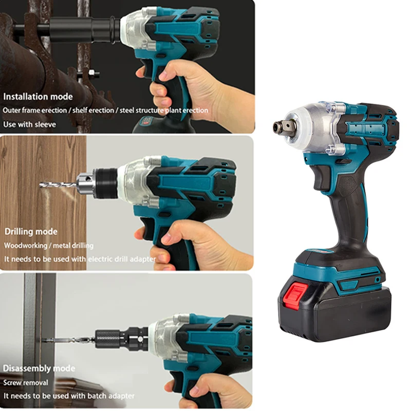 2 IN 1 Electric Impact Wrench 1/2 Screwdriver Socket Wrench For Makita 18V Battery Car Repair Cordless Power Tool