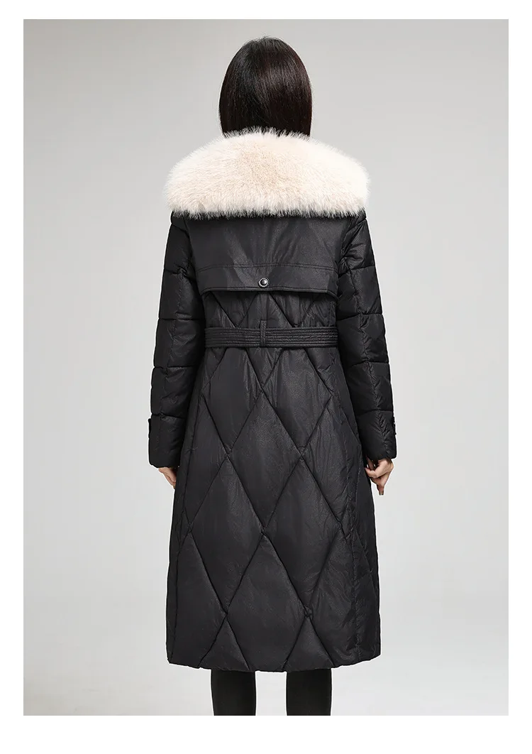 Winter Big Fur Collar Cotton Padded Long Snow Parkas Women's Down Jacket Coat Loose Cotton Padded Fur Collar Ladies Outerwear