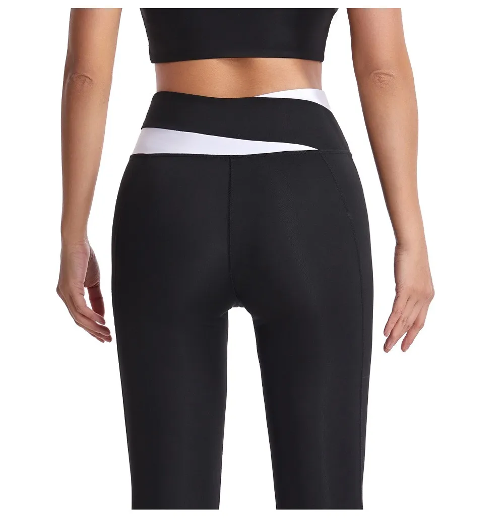 Women'S Athletic Pants Cross Contrast Color Stitching High Waist Yoga Pants Daily Casual Slim Fit All-Match Sports Workout Pants