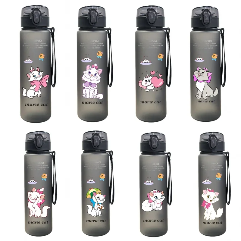 Disney marie cat chaleira infantil fitness viagem garrafa de água estudante esportes copos presentes do feriado para meninos e meninas perímetro