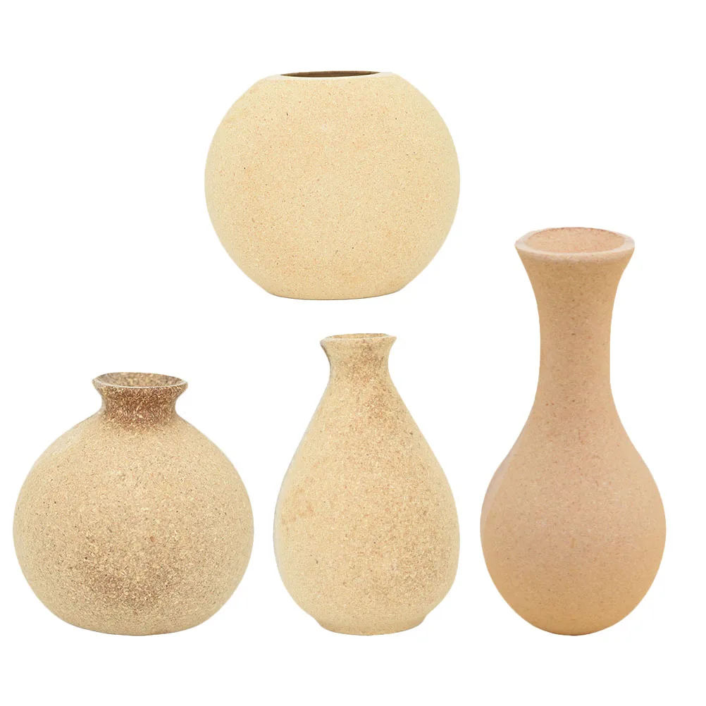 

4pcs Wooden Flower Vases Diy Decorative Set Creative Wood Vase For Home Decoration Handmade Planting Container Kids Safe