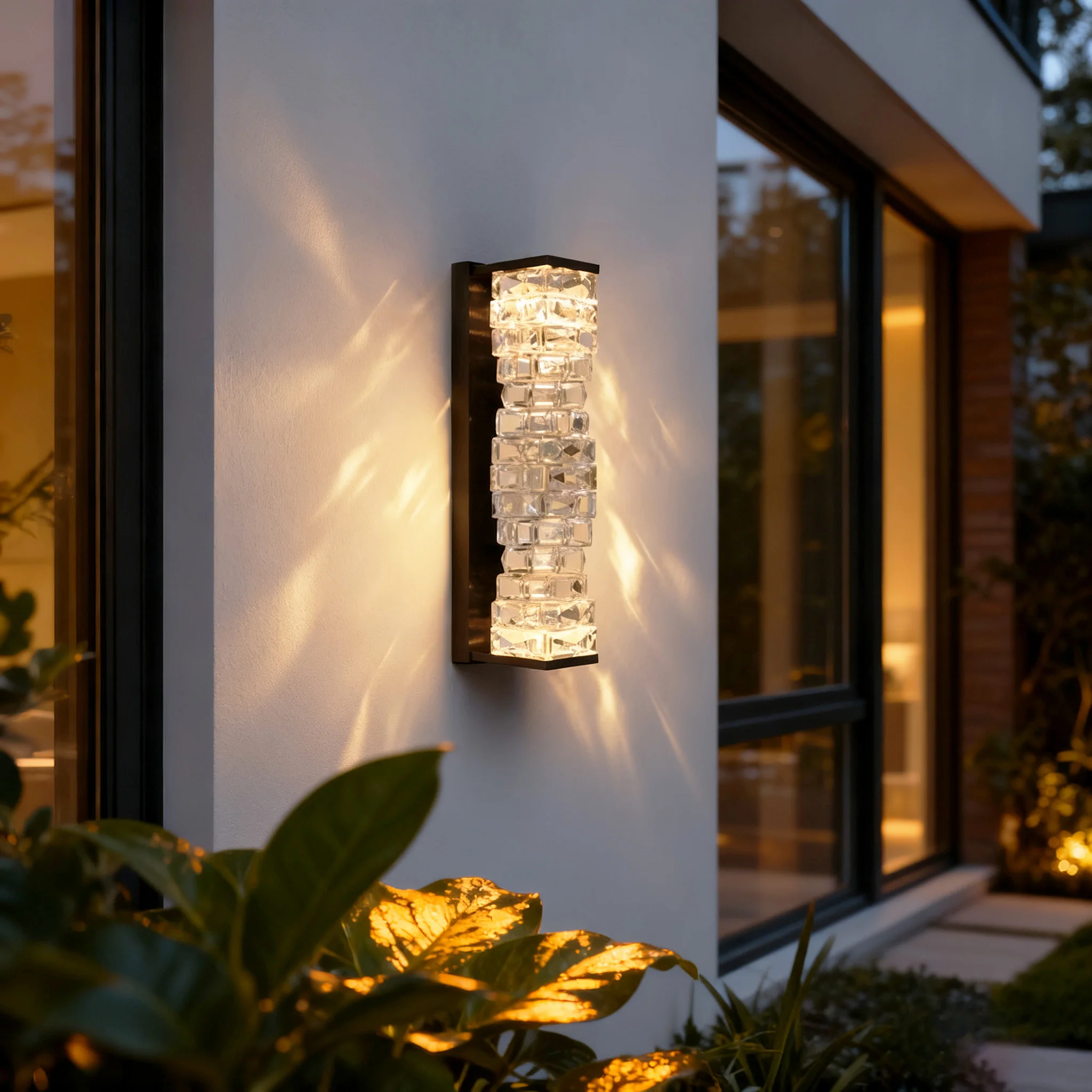 

Солнечный уличный настенный светильник, водонепроницаемый двор, вилла, уличный хрустальный светильник